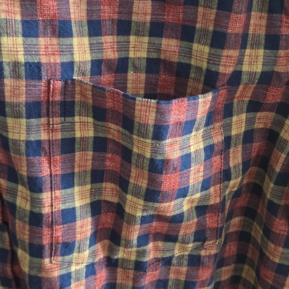 ROWM Men's L Plaid Short Sleeve Shirt Multicolored Chest Pocket - Picture 8 of 10